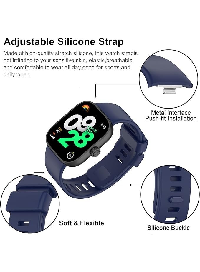 Adjustable Replacement Silicone Watch Band Strap Compatible with Xiaomi Redmi Watch 4/ 5 Mi Band 8 Pro Blue - Image 3
