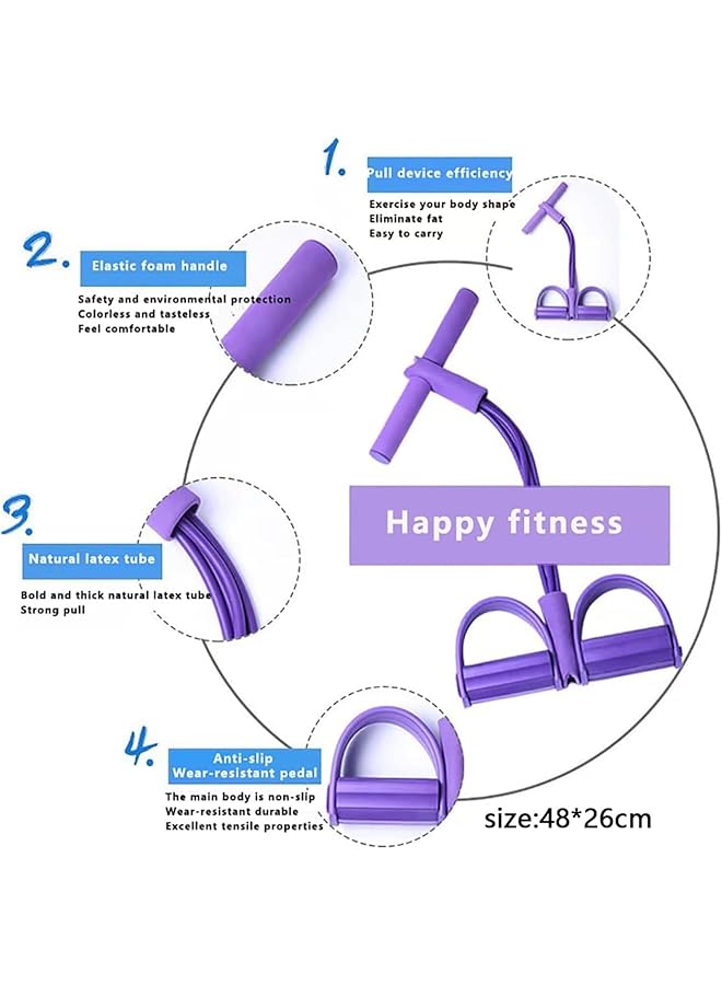 X spring Pedal Resistance Band Set 4 PCS Multifunction Tension Rope Elastic Sit Up Band with Anti Slip Handle Shape Tube Exercise Band Thigh Exerciser for Slimming Bodybuilding Training - Image 4