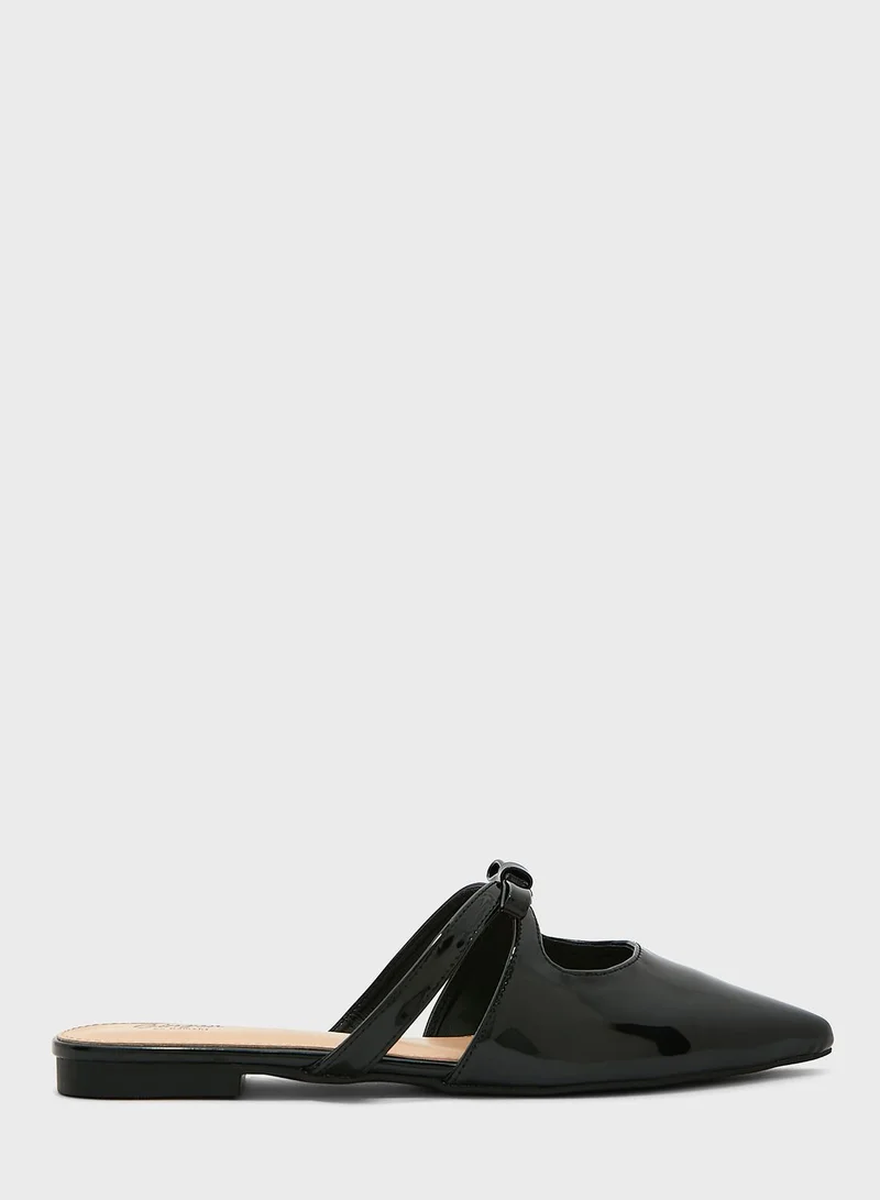 Ginger Bow Strap Slip On Flat Shoe
