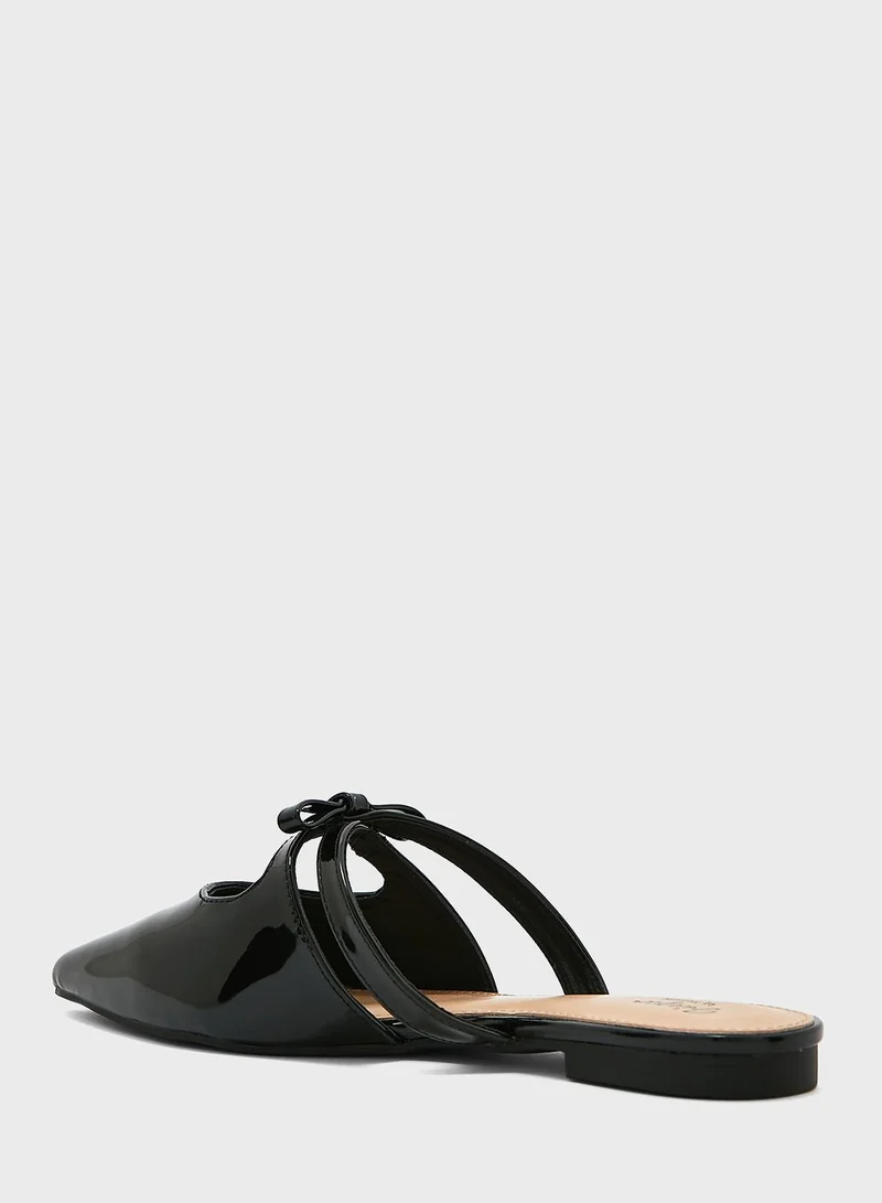 Ginger Bow Strap Slip On Flat Shoe