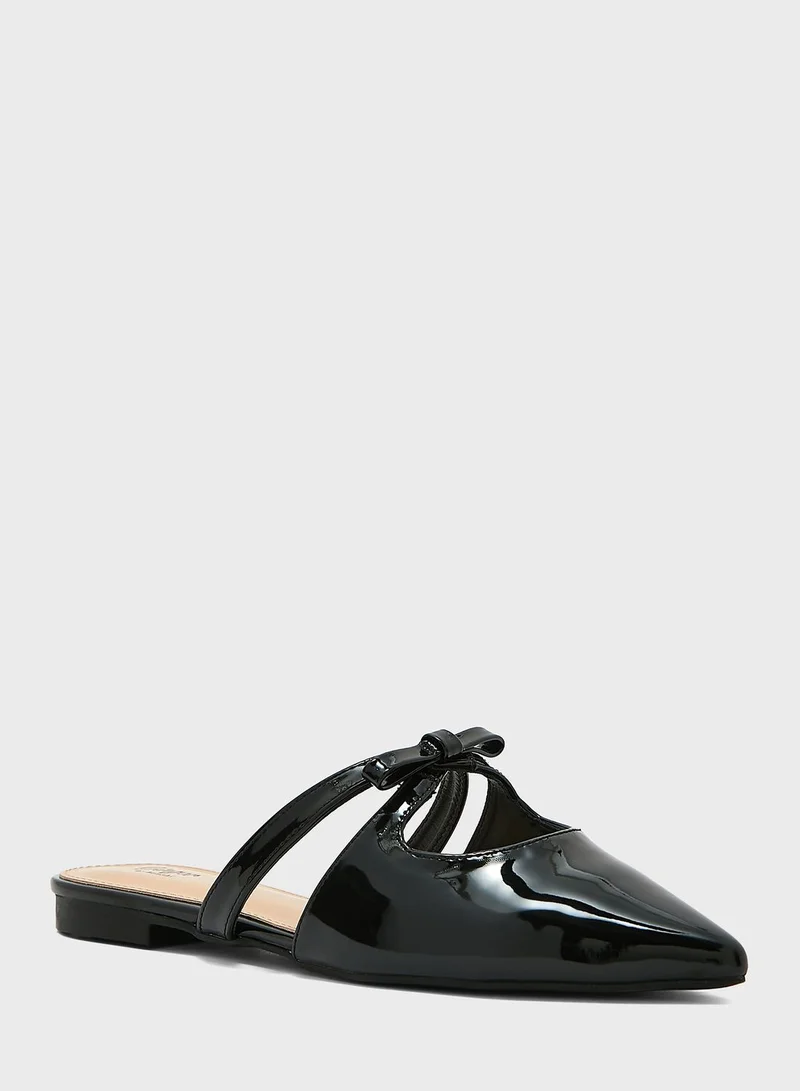 Ginger Bow Strap Slip On Flat Shoe