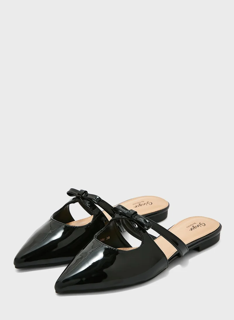 Ginger Bow Strap Slip On Flat Shoe