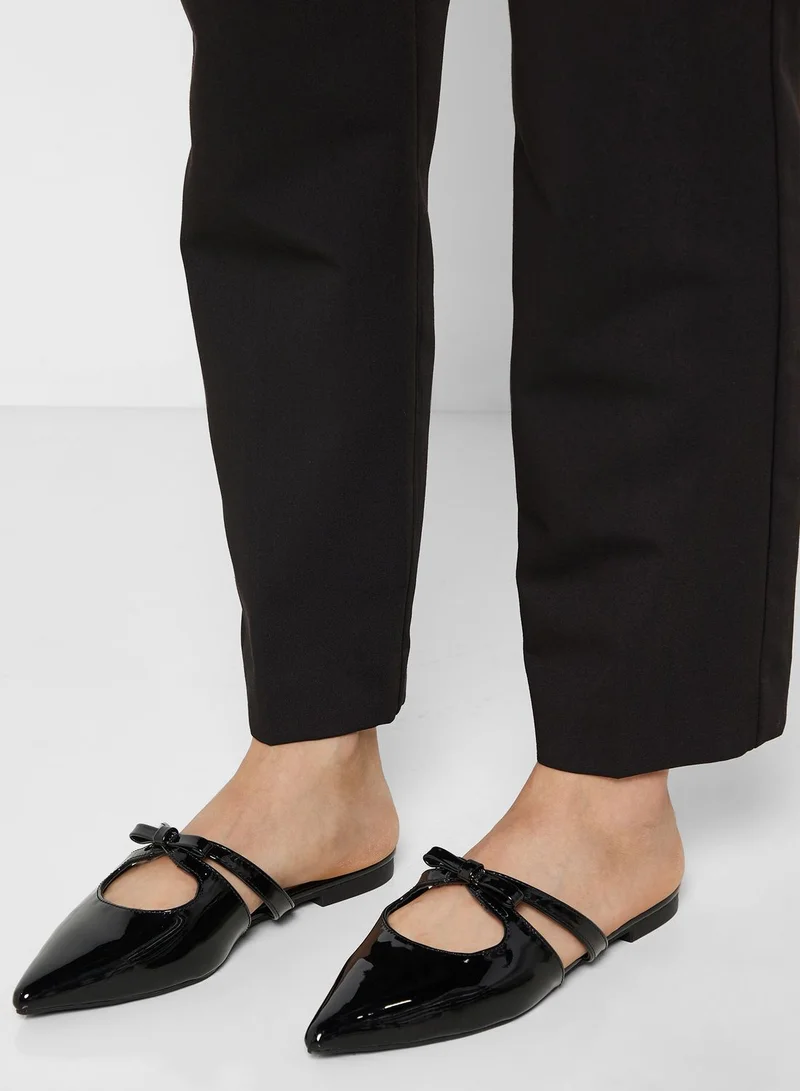 Ginger Bow Strap Slip On Flat Shoe