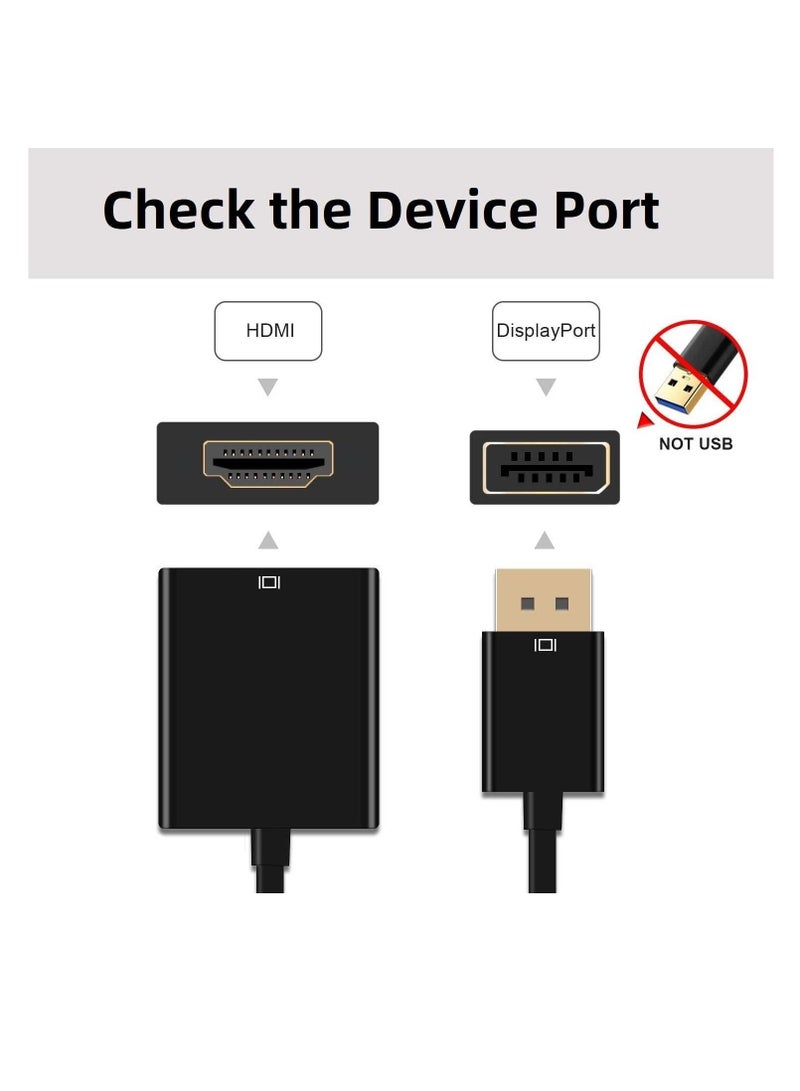 DUSALA DisplayPort Male to HDMI Female Adapter DP to HDMI connector support video resolutions up to 1920 x 1200 1080p Full HD for Laptop Desktop HDTV Monitor Projector - Image 2