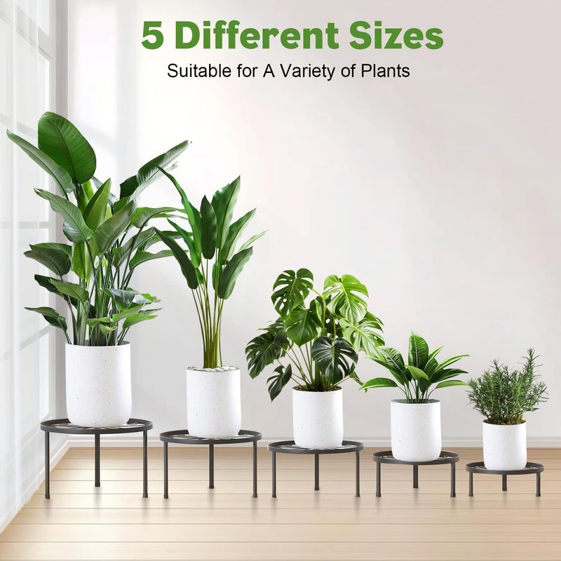 MEETOZ 5 Pack Metal Plant Stands, Heavy Duty Flower Plant Pot Stands for Multiple Plant,Anti-Rust Metal Round Shelf for Room Indoor and Outdoor - Image 5