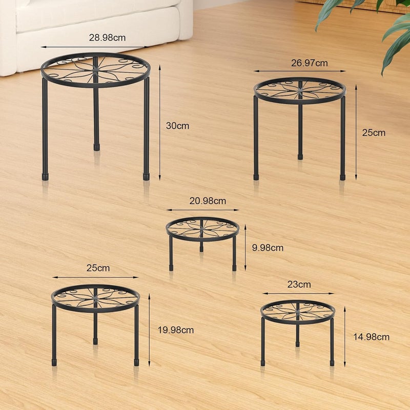 MEETOZ 5 Pack Metal Plant Stands, Heavy Duty Flower Plant Pot Stands for Multiple Plant,Anti-Rust Metal Round Shelf for Room Indoor and Outdoor - Image 2