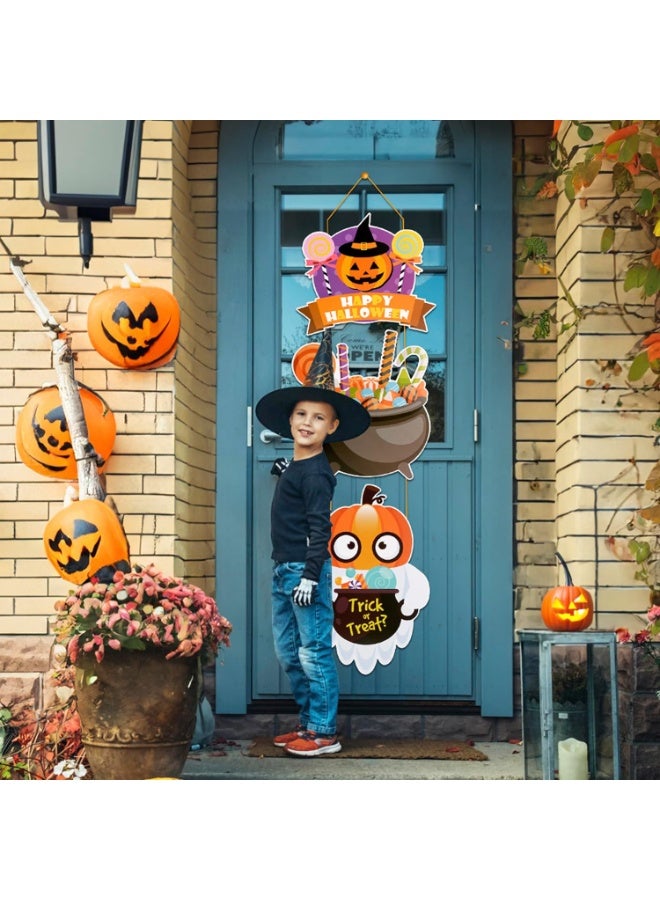 TAPIT Halloween Decorations Pumpkin Magic Party Welcome Sign Perfect for Porch Patio Indoor and Outdoor Home Decor Spooky Halloween Decorations Halloween Door Hanging Decoration (D) - Image 3