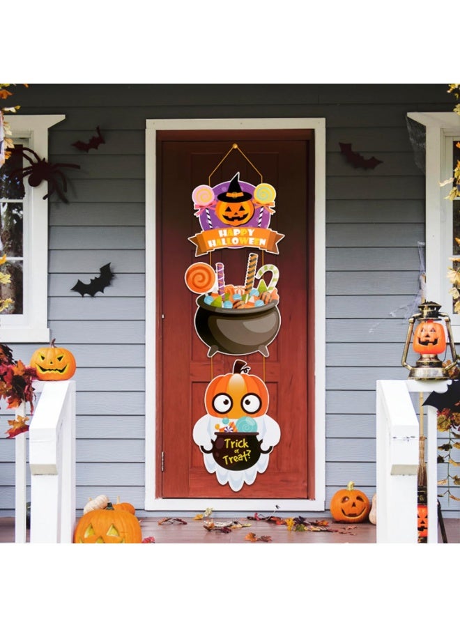 TAPIT Halloween Decorations Pumpkin Magic Party Welcome Sign Perfect for Porch Patio Indoor and Outdoor Home Decor Spooky Halloween Decorations Halloween Door Hanging Decoration (D) - Image 4