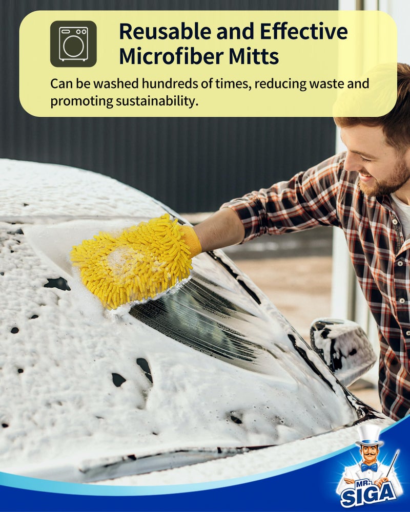 Mr Siga MR.SIGA Microfiber Car Wash Mitt, Chenille Wash Mitt for Car Washing - Image 3