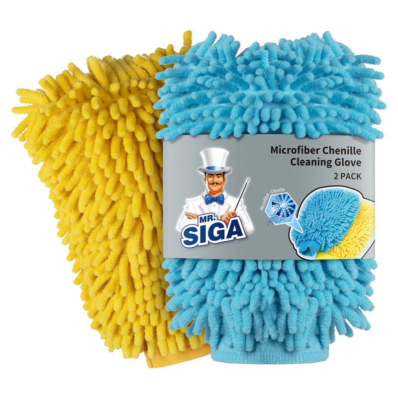 Mr Siga MR.SIGA Microfiber Car Wash Mitt, Chenille Wash Mitt for Car Washing - Image 1