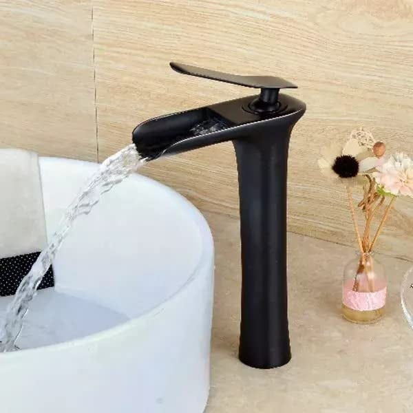 Marcoware Brass U2212 Antique Single Lever Basin Mixer with Hot Cold Connection Hoses Black Mat Finish - Image 5