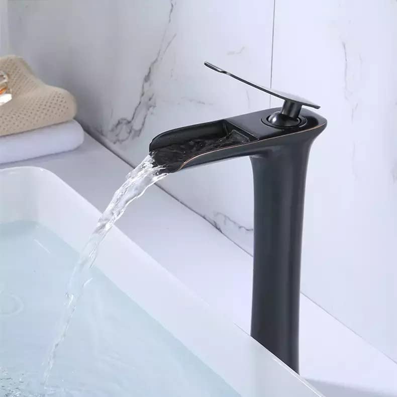 Marcoware Brass U2212 Antique Single Lever Basin Mixer with Hot Cold Connection Hoses Black Mat Finish - Image 3