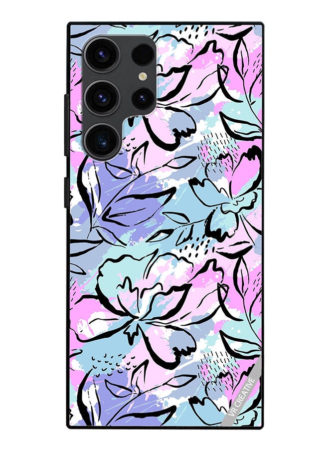 VR CREATIVE Protective Case Cover For Samsung Galaxy S23 Ultra 5G Abstract Flowers Print Design Multicolour - Image 1