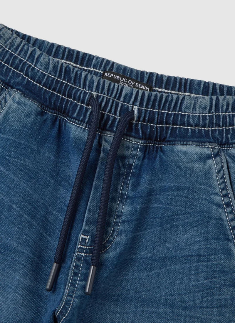 Ovs  OVS Kids' Blue Cotton Jog Denim Regular Fit for Men | Best Price UAE