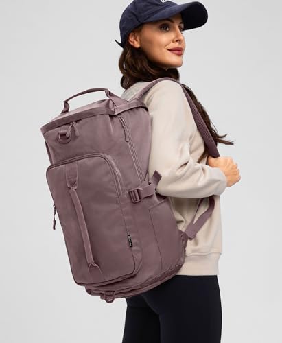 Uselike Gym Bag for Women Workout Gym Backpack with Shoe Compartment Sports Duffel Bag Multiple Pockets 30L (Purple Ash) - Image 2