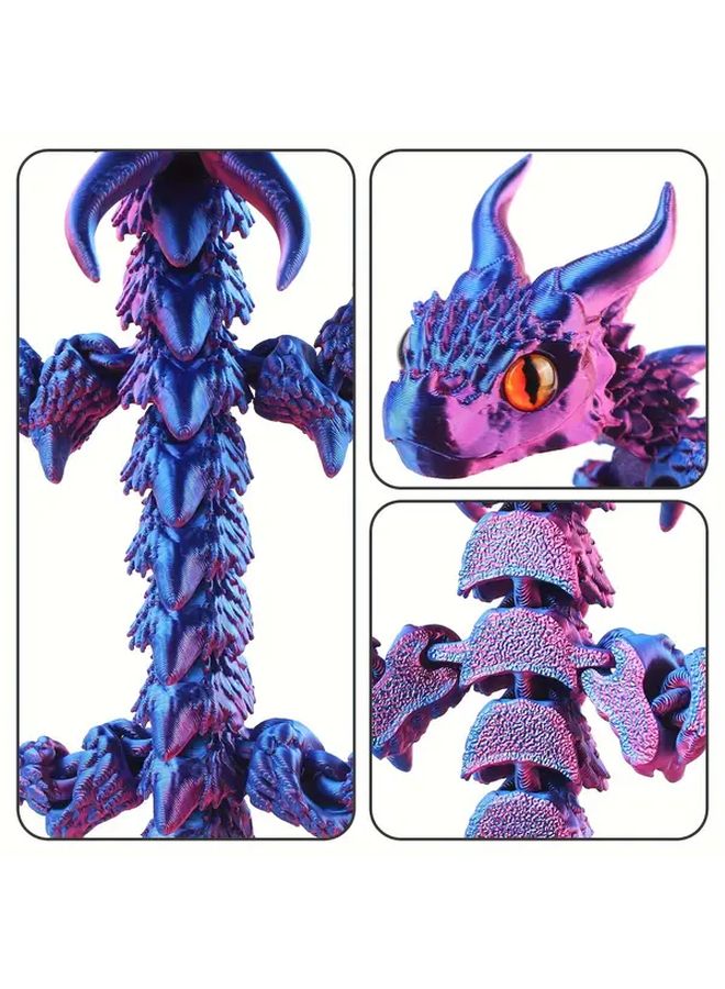 3D Printed Green Dragon Figurine With Large Eyes Jointed Fidget Toy Home Decor - Image 3