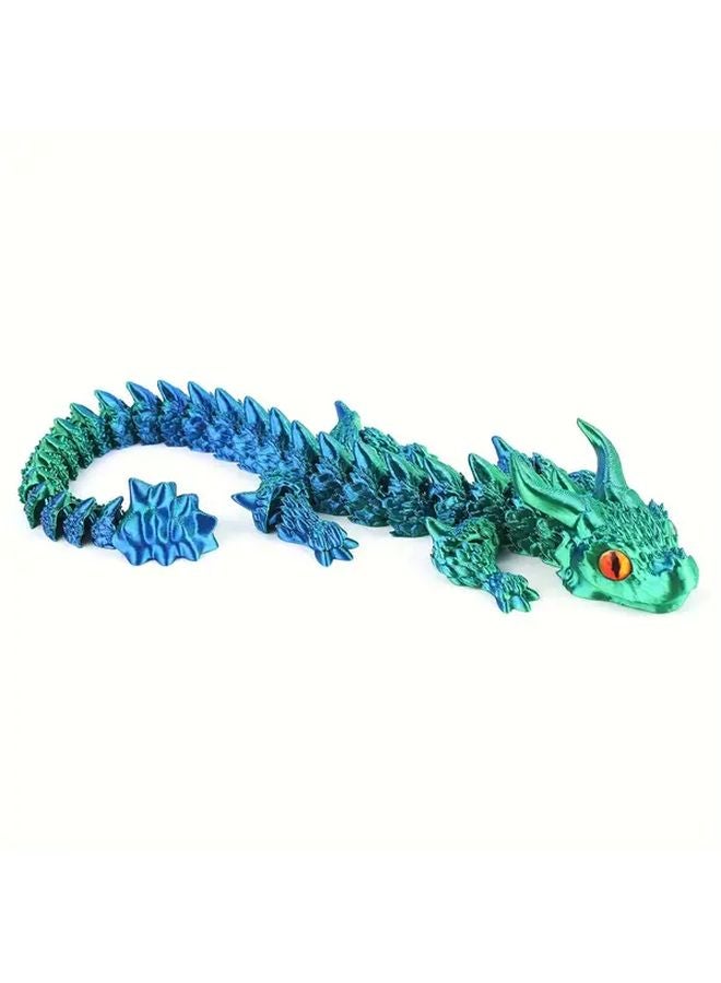 3D Printed Green Dragon Figurine With Large Eyes Jointed Fidget Toy Home Decor - Image 1