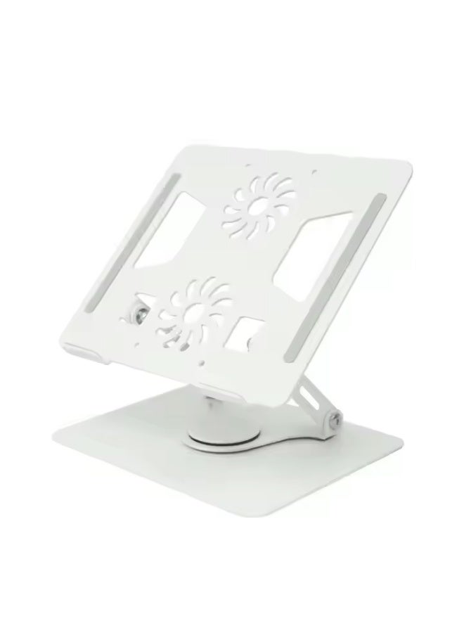 أكاليكس حامل كمبيوتر محمول قابل للدوران 360 درجة للمكتب مع مراوح تبريد مدمجة - حامل كمبيوتر محمول قابل للتعديل مصنوع من الألومنيوم، مناسب لأجهزة الكمبيوتر المحمولة من 11 بوصة إلى 17.3 بوصة - تصميم مريح قابل لتعديل الارتفاع، سطح جيد التهوية، وتصميم مانع للانزلاق - مثالي لمحطات العمل والمكاتب المنزلية - أسود - Image 1