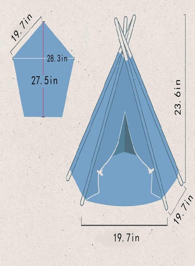 Cat Teepee Tent Bed,Outdoor Indoor Dog House Portable Washable Pet Tent for Small Dogs with Cushion Inside Pet Teepee for Small Medium Animals (Blue&White, M) - Image 2