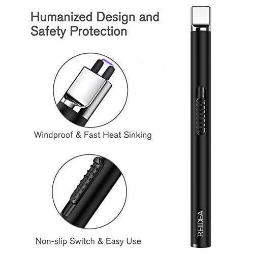 REIDEA ولاعة كهربائية REIDEA S4 ولاعة شموع قابلة لإعادة الشحن عبر USB مع مفتاح أمان، ولاعات بلازما إلكترونية محمولة سريعة الحرارة مقاومة للرياح، مثالية للطهي المنزلي والشواء والتخييم والألعاب النارية. - Image 3