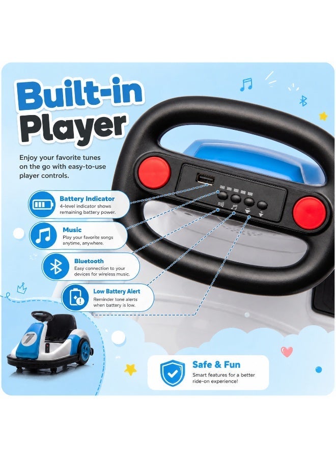SHEIDLIN Kids Electric Bumper Car Ride On Toy, 360° Spin Children Driving Vehicle with Bluetooth Music, Foot Pedal & Anti-Collision Strip for Toddlers - Image 5