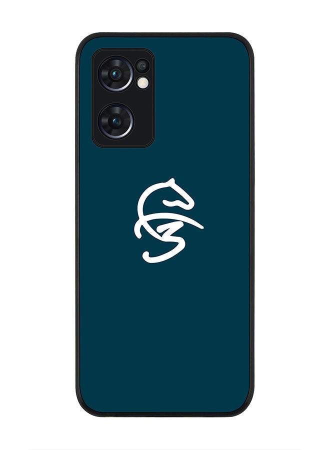 Stylizedd Rugged Black edge case for Oppo Reno7 5G  Slim fit Soft Case Flexible Rubber Edges Anti Drop TPU Gel Thin Cover -  Faz3 Icon Blue - Image 1