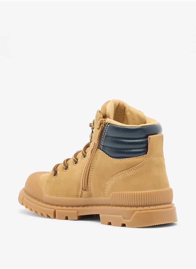 LBL by Shoexpress Boys Panelled High Cut Boots with Lace Detail and Zip Closure  - Image 2