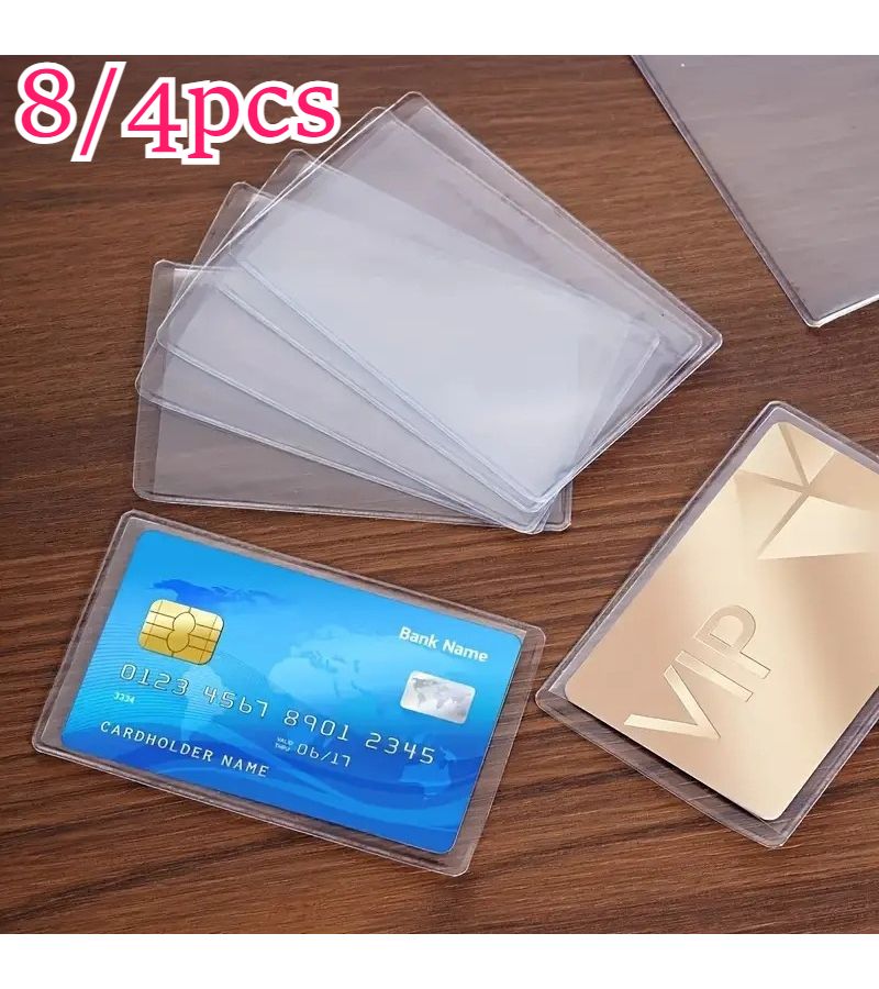 4 قطع من حاملات البطاقات البلاستيكية الشفافة الثقيلة من مادة PVC لهوية جواز السفر السفر الأعمال - Image 1