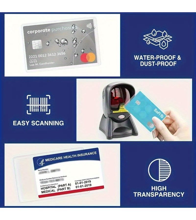 4 قطع من حاملات البطاقات البلاستيكية الشفافة الثقيلة من مادة PVC لهوية جواز السفر السفر الأعمال - Image 2