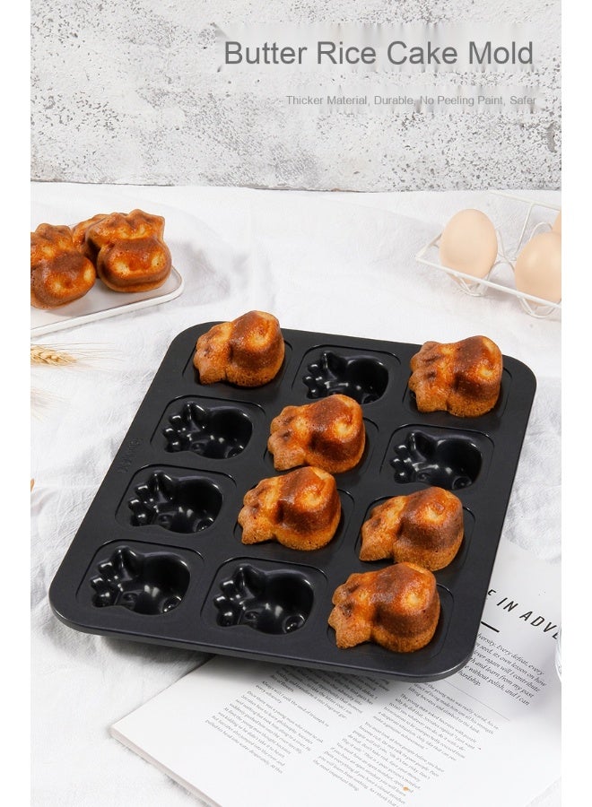 chefmade Black 12-Cup Non-Stick Cartoon Cow 3D Cake Mould - Image 5