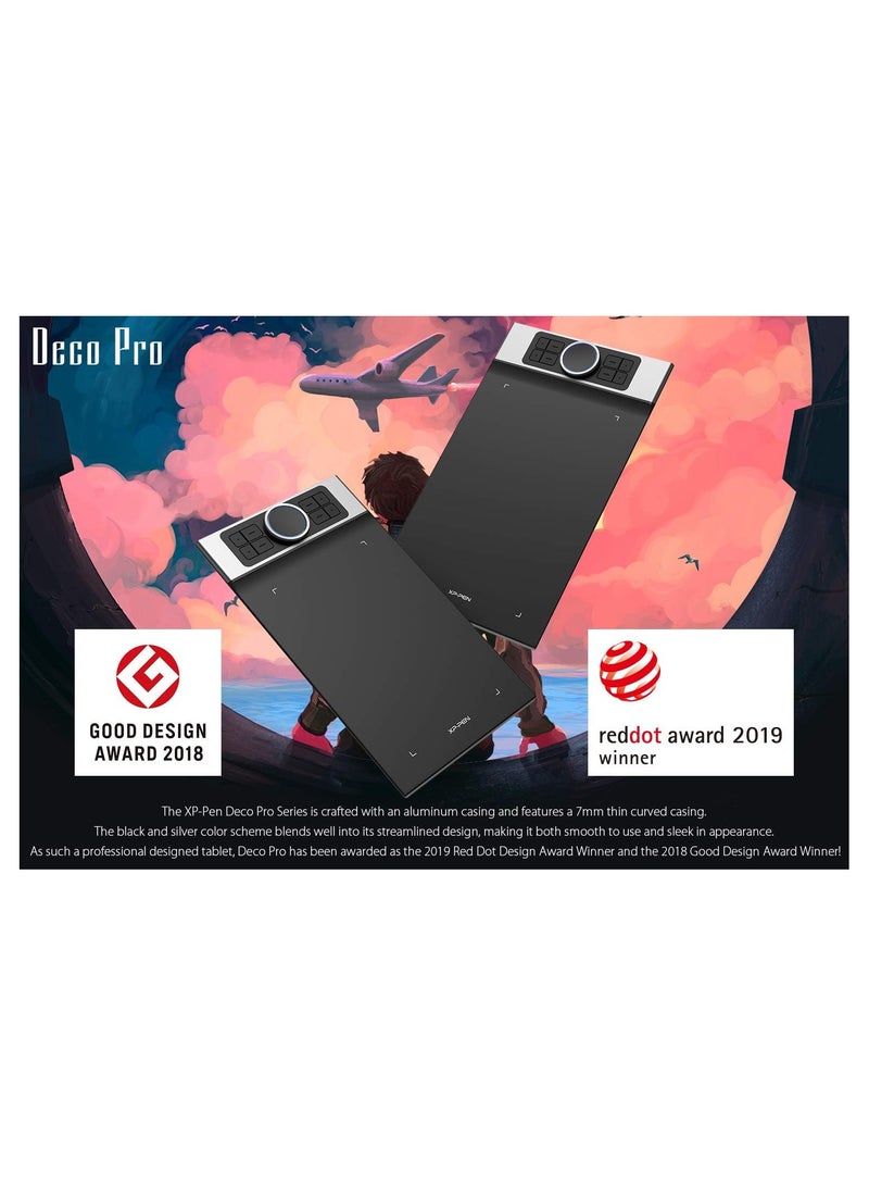 Deco Pro Graphics Drawing Tablet 9x5 Inch with Tilt Function, Double Wheel, 8 Shortcut Keys, and 8192 Levels of Pressure Sensitivity
