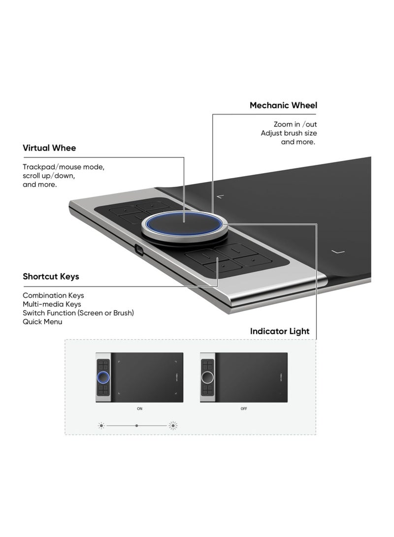 Deco Pro Graphics Drawing Tablet 9x5 Inch with Tilt Function, Double Wheel, 8 Shortcut Keys, and 8192 Levels of Pressure Sensitivity