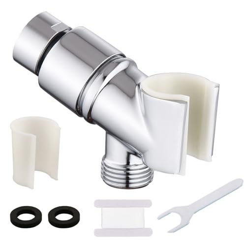 LUOFANT All Metal Handheld Shower Head Holder - Adjustable Shower Rod Holder with Brass Pivot Ball - Handheld Shower Head Holder - Shower Hose Holder for attaching Shower arm to Shower Hose, Chrome… - Image 1