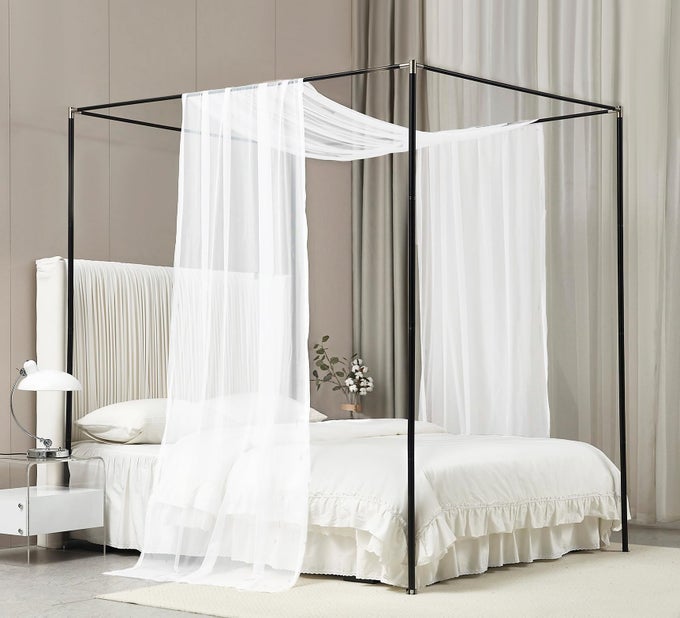 CANOPY BED CURTAINS WHITE BED CANOPY DRAPES SHEER CURTAIN BED SCARF 1 CURTAINS PANEL FOR FULL QUEEN SIZE BED DCOR