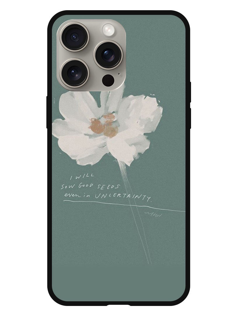 Theodor Protective Case Anti Scratch Shock Proof Bumper Cover For iPhone 15 Pro White Flower (2) - Image 1