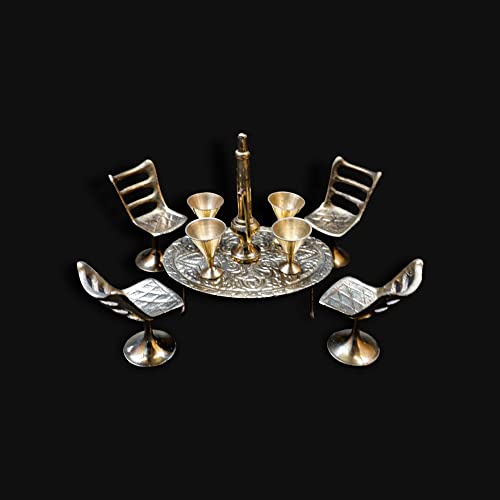 Craft Trade Brass Raja Set Toys Showpieces for Home Décor Living Room Miniature Décor Items Handcrafted Indian Maharaja Dining Table Set - 3.5 Inches - Image 2