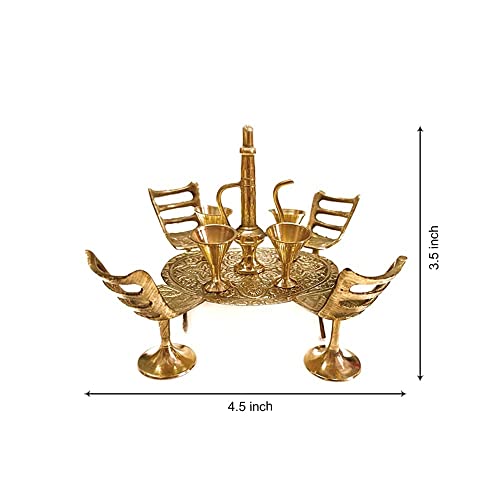 Craft Trade Brass Raja Set Toys Showpieces for Home Décor Living Room Miniature Décor Items Handcrafted Indian Maharaja Dining Table Set - 3.5 Inches - Image 5