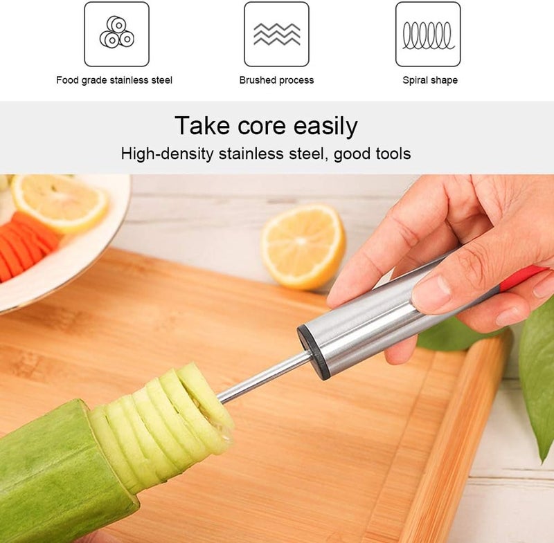 klarako Apple Corer, 4 Sizes Stainless Steel Vegetable Fruit Spiral Knife Apple Corer Drill Cutter for Zucchini Potato Carrot Pear Veggies - Image 3