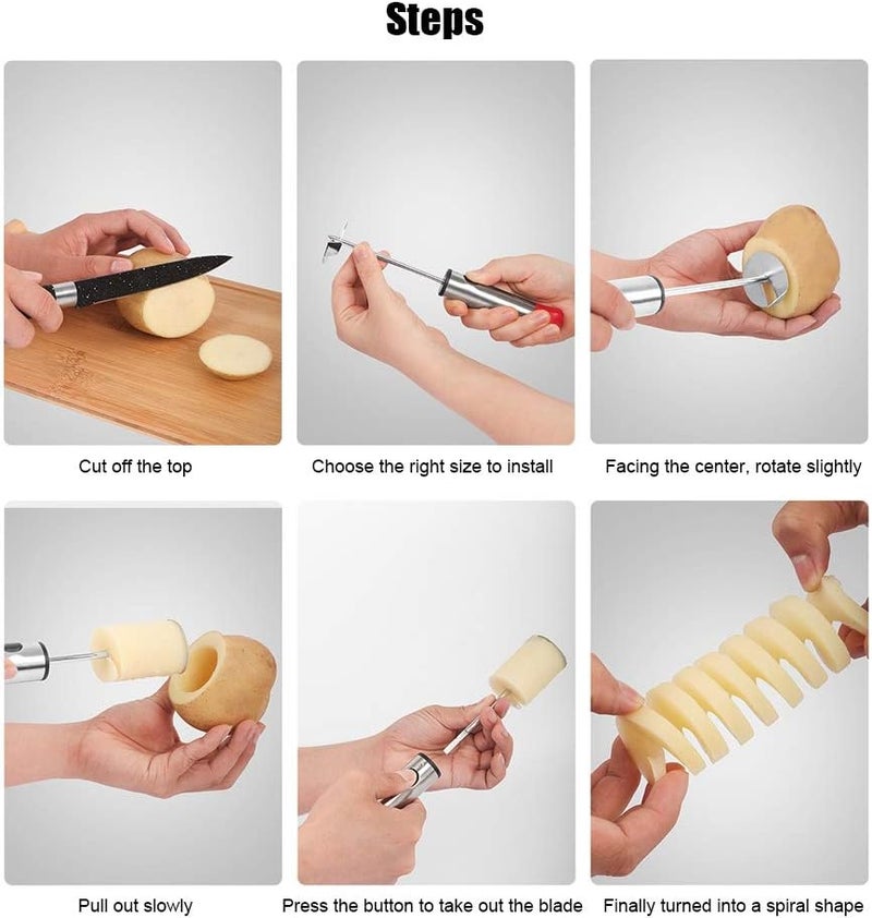 klarako Apple Corer, 4 Sizes Stainless Steel Vegetable Fruit Spiral Knife Apple Corer Drill Cutter for Zucchini Potato Carrot Pear Veggies - Image 5