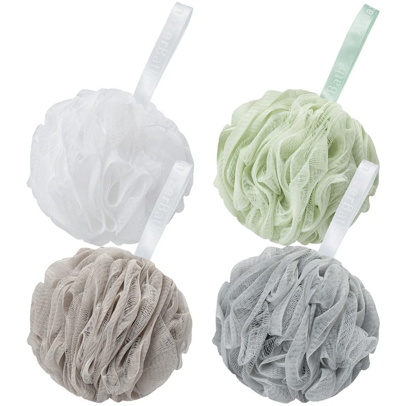 AmazerBath Loofah Sponge 75gPiece Exfoliating Bath Sponge Body Scrubber Loofa Set of 4 Neutral Colors Large - Image 3
