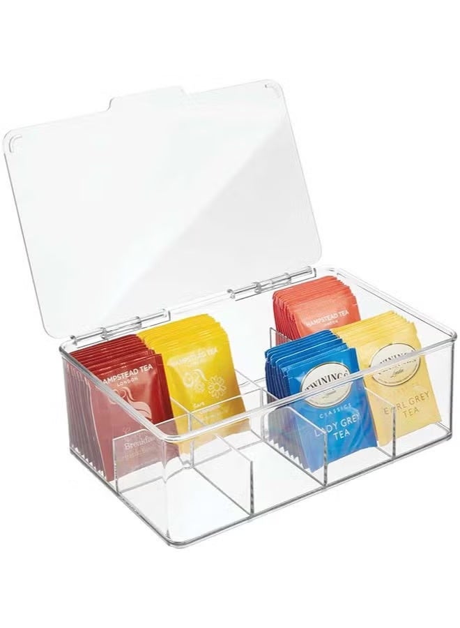 Tea Bag Organizer, Stackable Tea Bag Storage Organizer with Clear Lid, Tea bag Holder for Counter tops, Kitchen Cabinets, Pantry (Clear) - Image 1