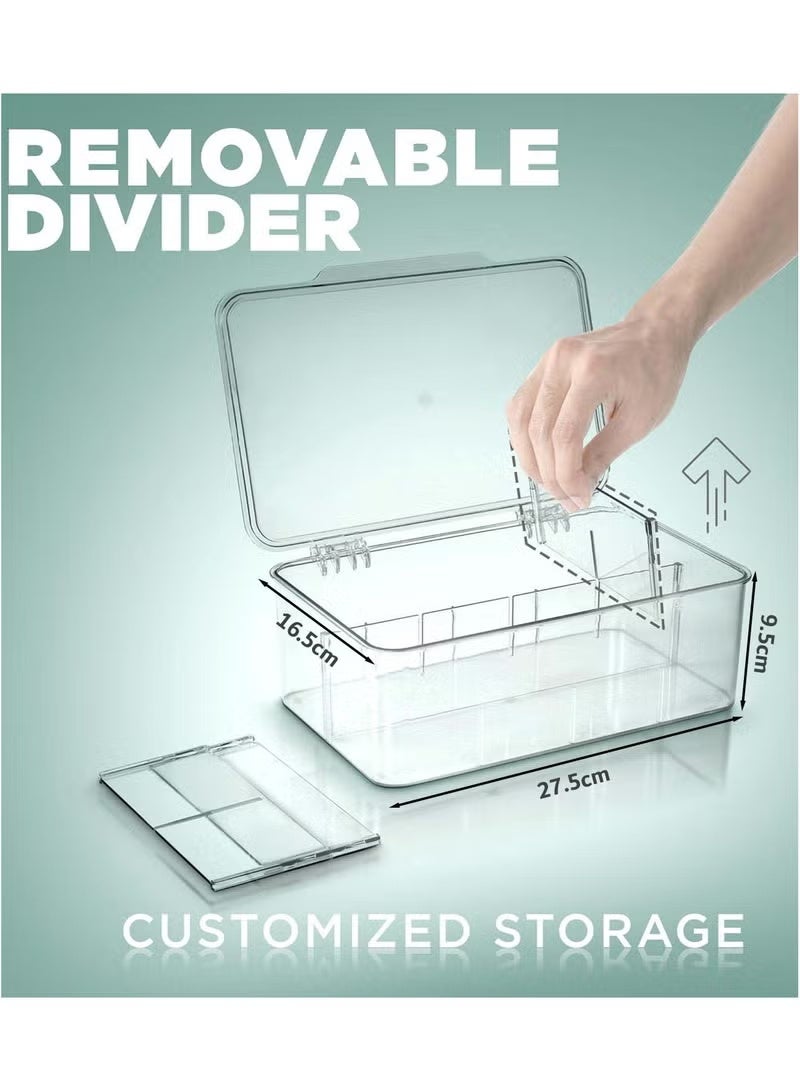 Tea Bag Organizer, Stackable Tea Bag Storage Organizer with Clear Lid, Tea bag Holder for Counter tops, Kitchen Cabinets, Pantry (Clear) - Image 3