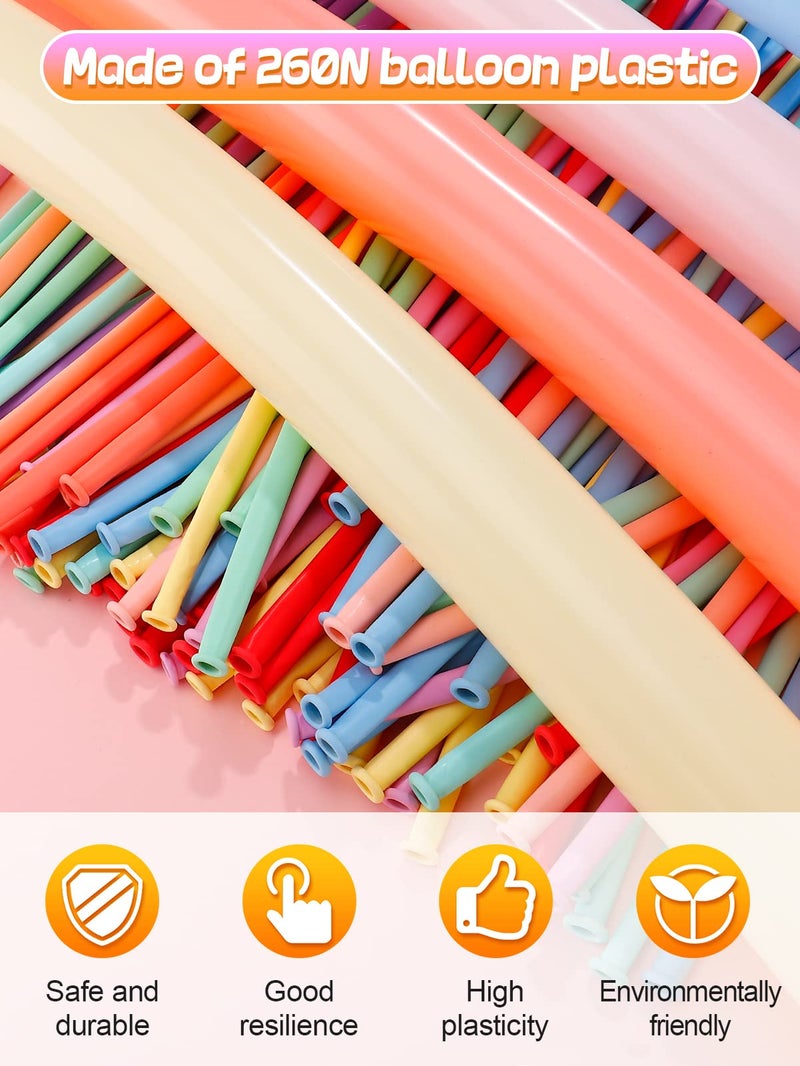 Apipi 100 Pcs 260Q Balloons Kit with Pump - Kids Premium Latex Twisting Long Balloons to Make Animals Flowers, Pastel Color Party Balloons for Boys Girls Christmas Birthday Gifts Clowns Wedding Decoration - Image 3