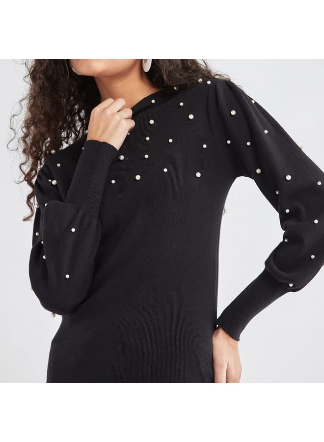 Splash FAV Pearl Embellished Sweater with Long Sleeves  - Image 4
