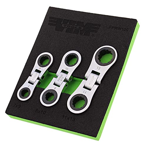 VIM Tools Nano Flex Ratcheting Wrench Set - 3pc Double-Sided Palm-Sized Flex Wrench Set with 72 Tooth - Image 1