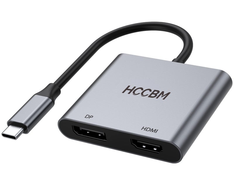 HCCBM USB C to DisplayPort(DP) and HDMI Adapter 8K, Dual Monitor Adapter for Dell HP Surface Laptops,Thunderbolt 3/USB C Type C to HDMI DP Hub Dongle 4K @60hz. - Image 1