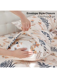 erorex Floral Printed Sheet Set King Soft Microfiber Botanical Bed Sheets 15 Inch Extra Deep Pocket 4 Pieces  - Image 4