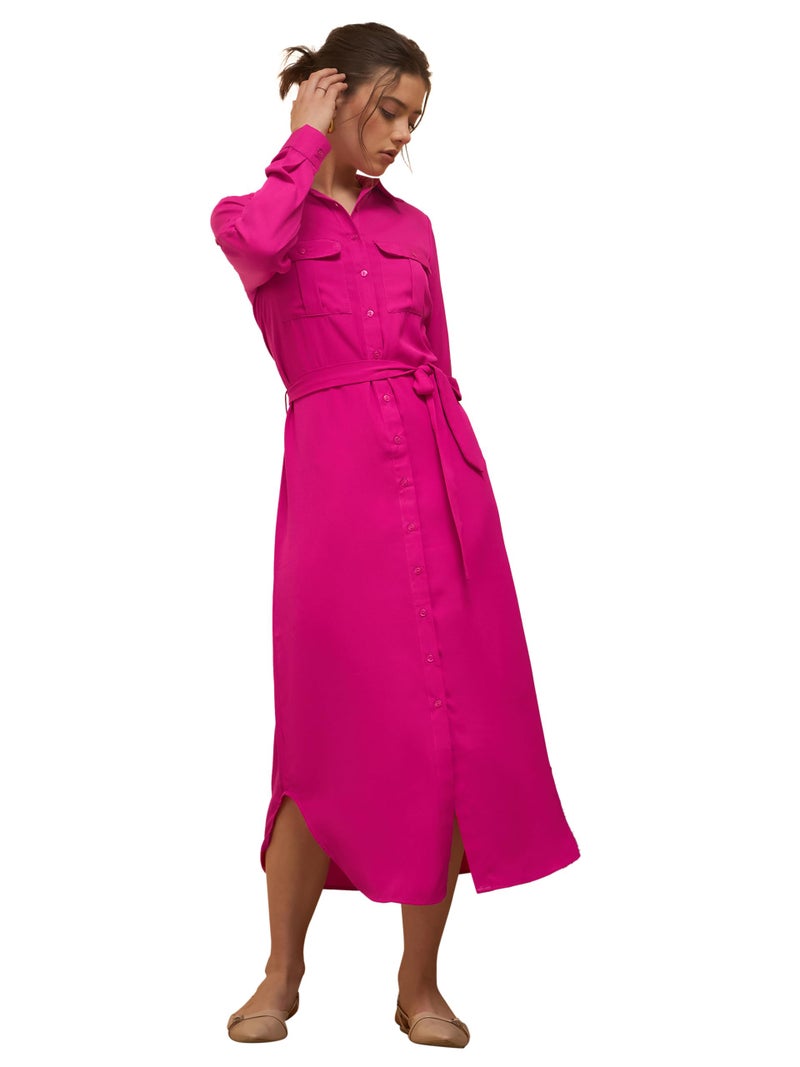 Rare Women Casual Hot Pink Colour Midi Solid Dress (EP8102A_Hot Pink_L) - Image 3