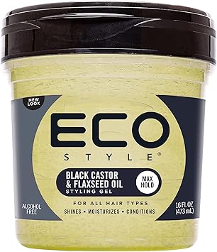 Eco Style جل شعر إيكو ستايلر بزيت الخروع الأسود وزيت بذور الكتان إيكو ستايلر لترطيب وتصفيف خالي من الكحول أخضر 473 مل عبوة من 1 - Image 1