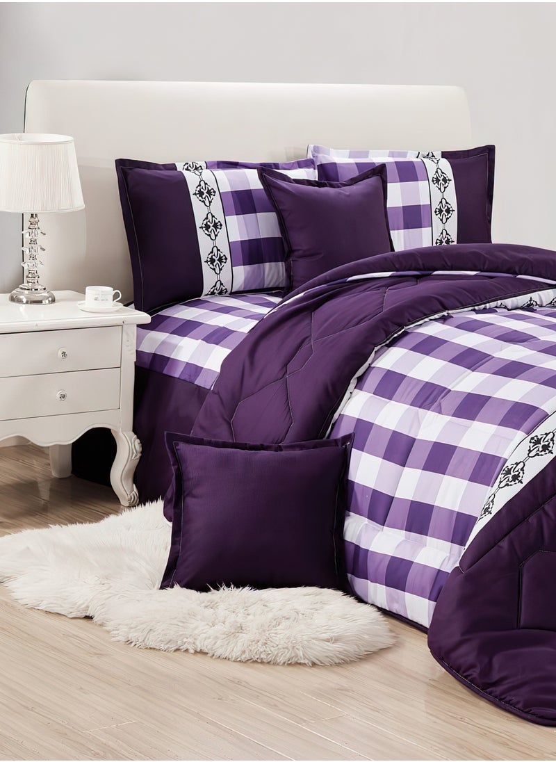 4 Pieces Single Size 160x210Cm Comforter Set Medium Filling Bedding Set for All Season Includes 1Comforter 1Bedsheet 1Pillow Shams and 1Cushion cases